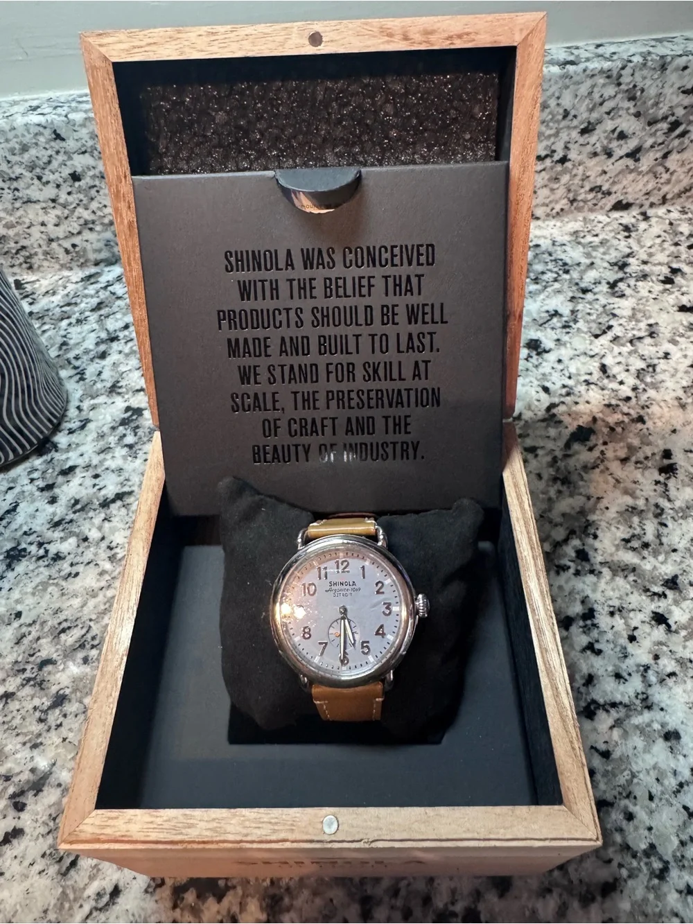 Shinola Silver Case Watch with Tan Leather Strap